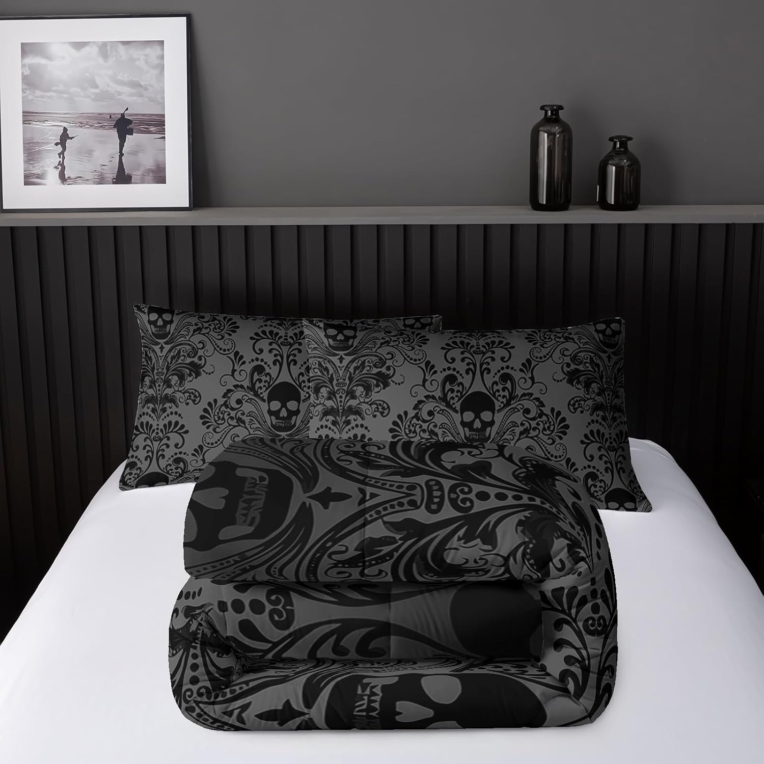 Nttopship Gothic Floral Comforter Set King Size