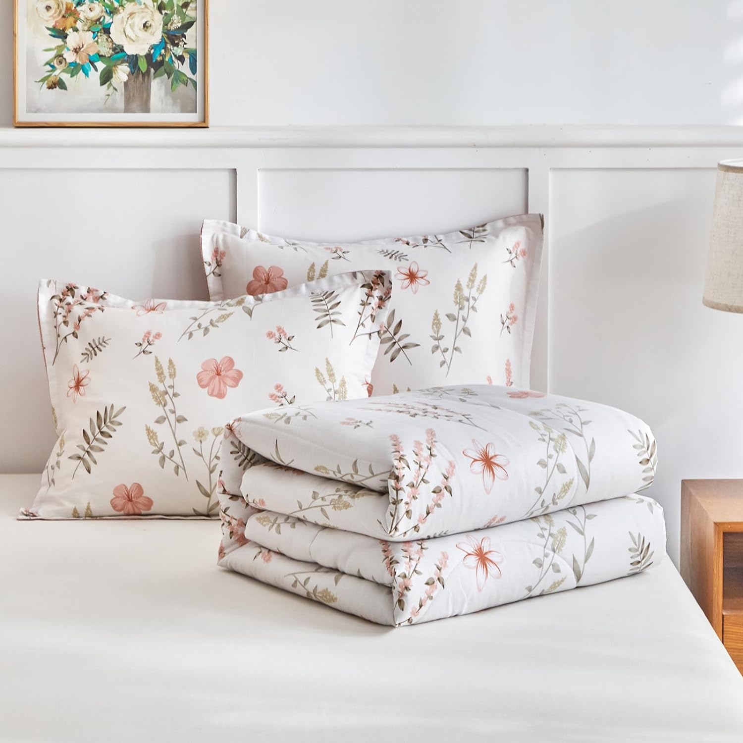 Joyreap 3pcs Floral Cotton Comforter Set for Girls