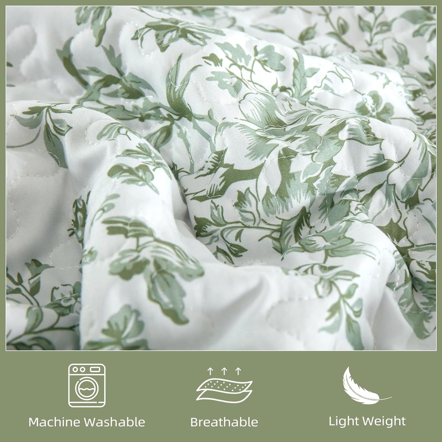WONGS BDEEING California King Quilt Set Sage Green
