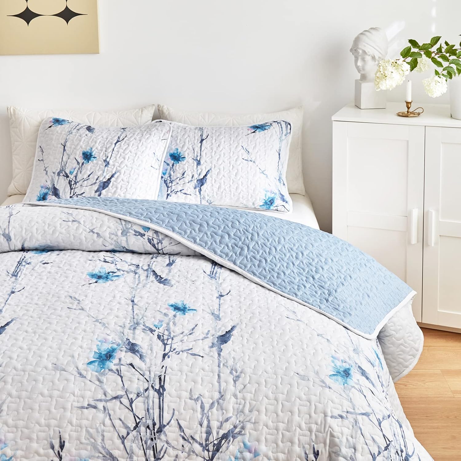 Flysheep Botanical Quilt Set 3 Pieces Queen Size