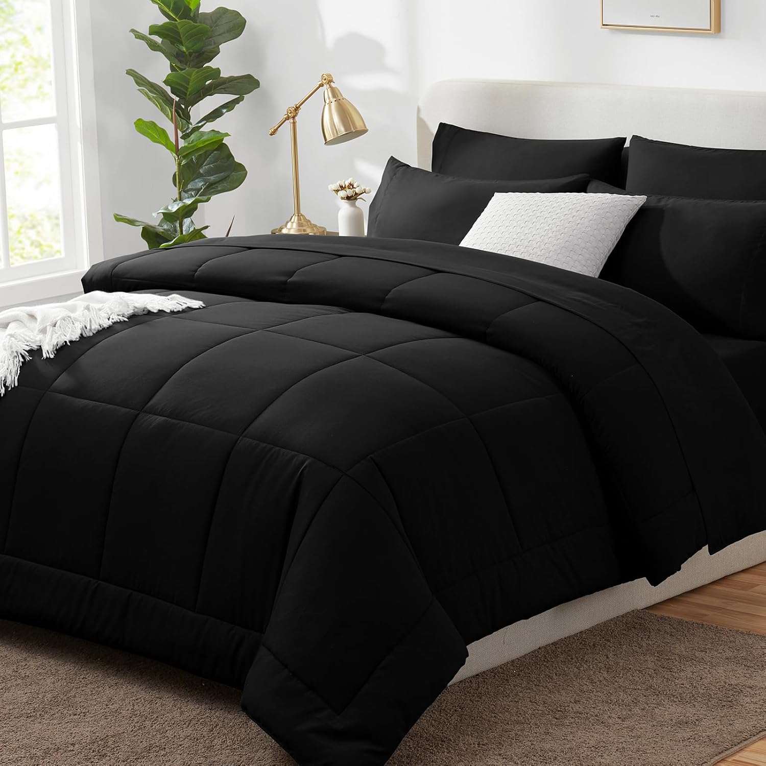 CozyLux Queen Comforter Set 7 Pieces Bed in a Bag