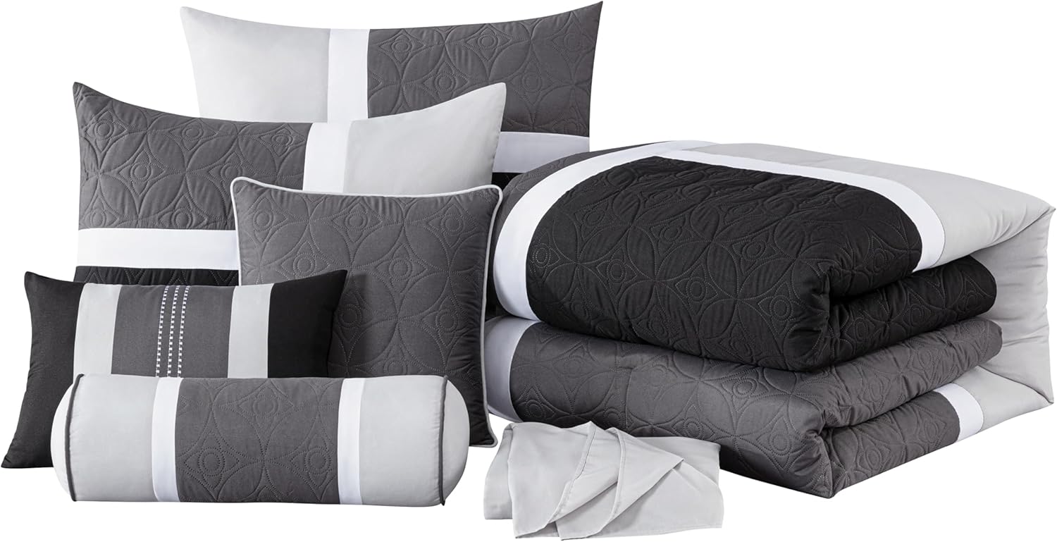 Chezmoi Upland 7-Piece Patchwork Comforter Set Queen