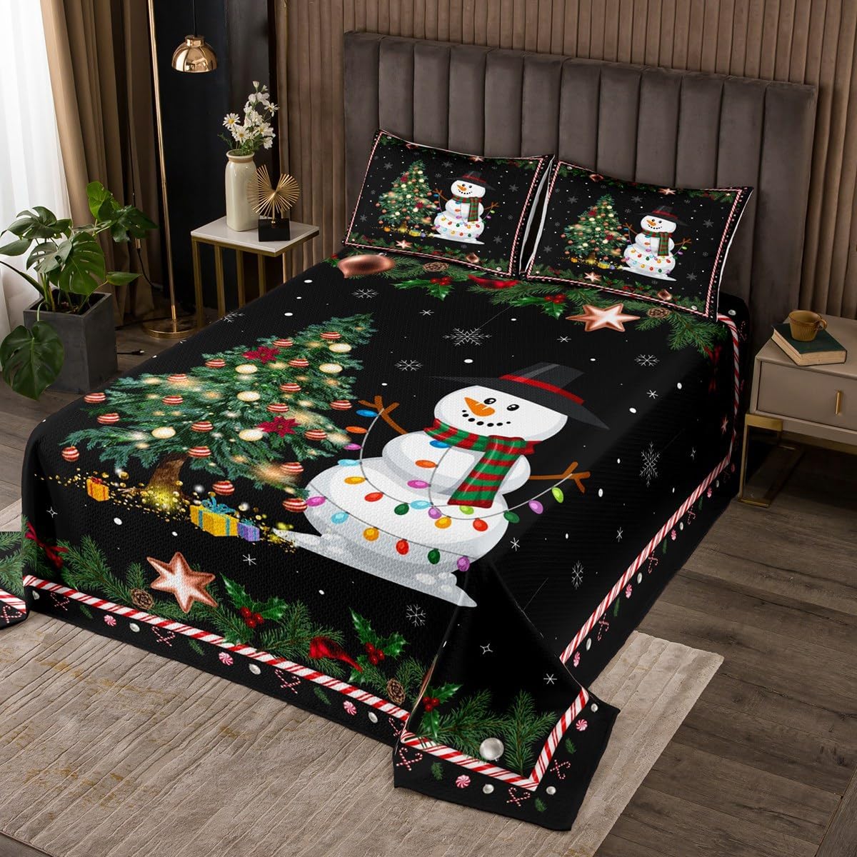 Feelyou Christmas Bedspread King Size Quilt Set