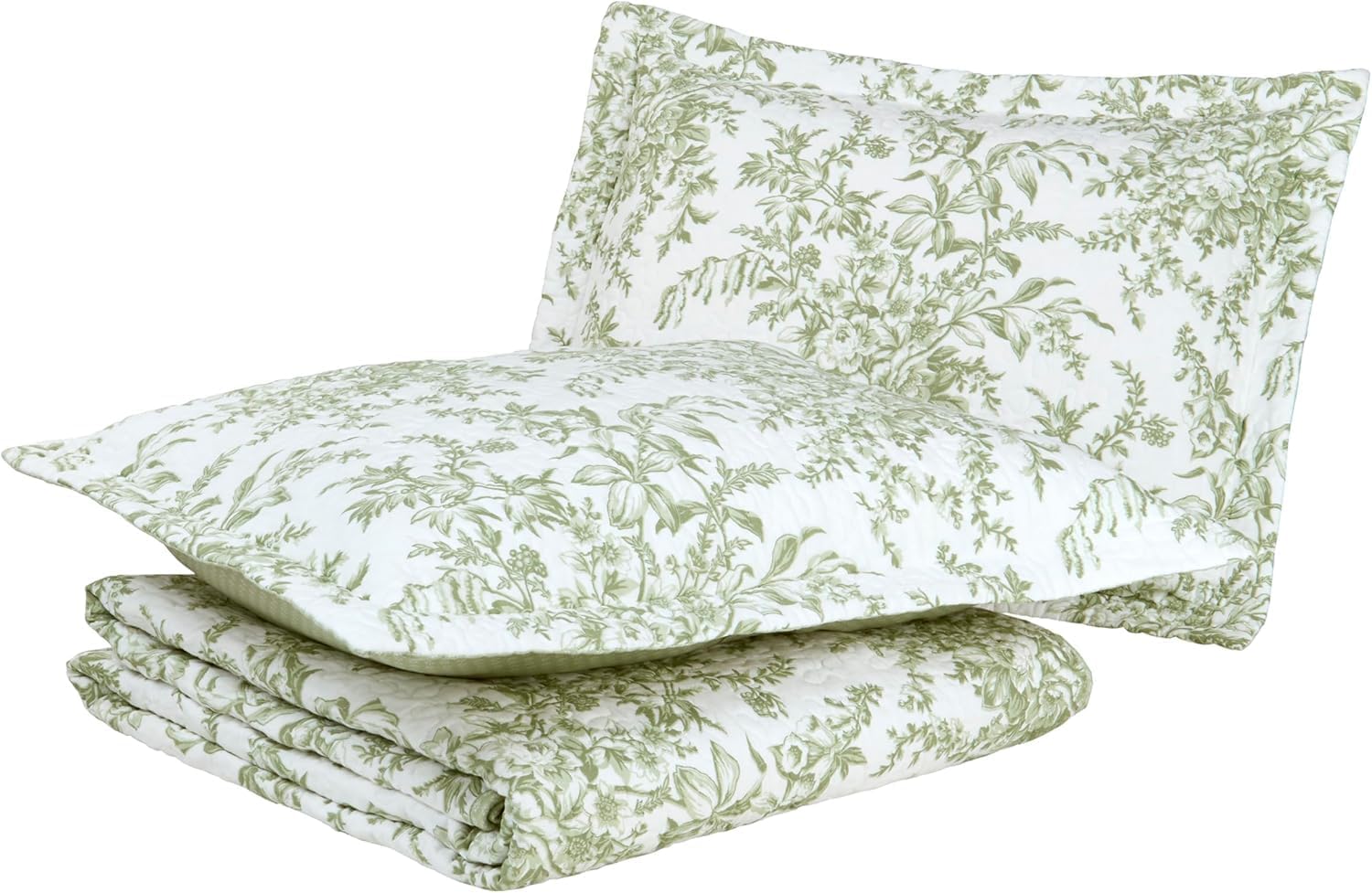 Laura Ashley Twin Quilt Set Reversible Cotton Bedding with Matching Sham