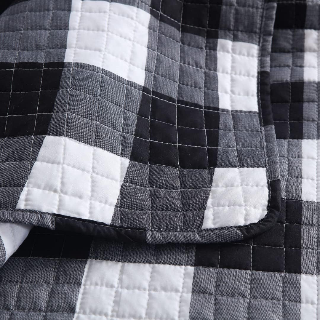 MarCielo 3 Pcs Buffalo Quilt Bedspread Set King