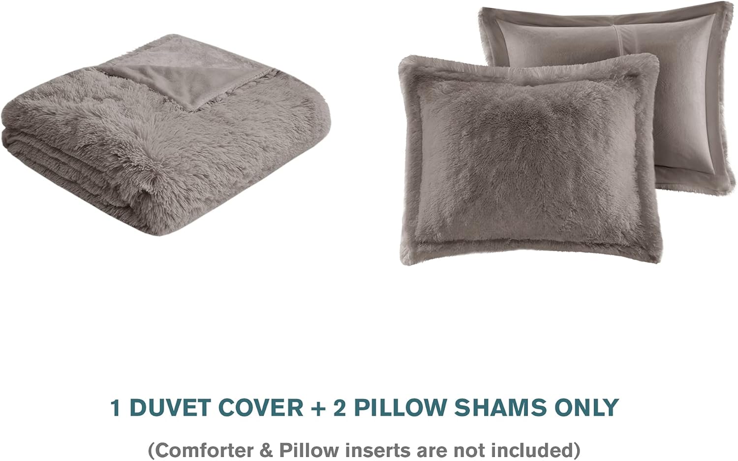 Intelligent Design Shaggy Duvet Cover Set Grey 3 Piece