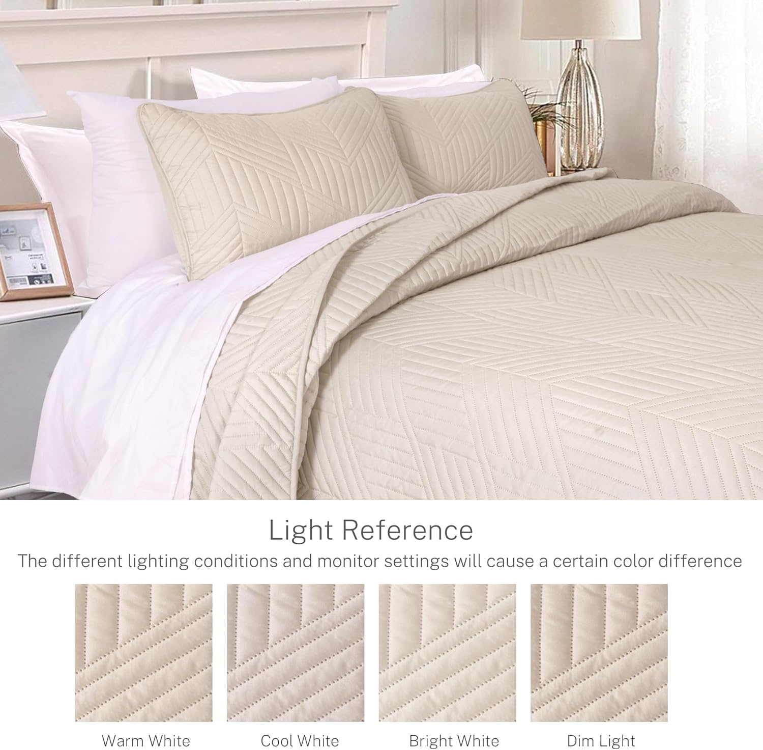 Exclusivo Mezcla Ultrasonic Quilt Set Twin Size Soft Modern Geometric Bedding