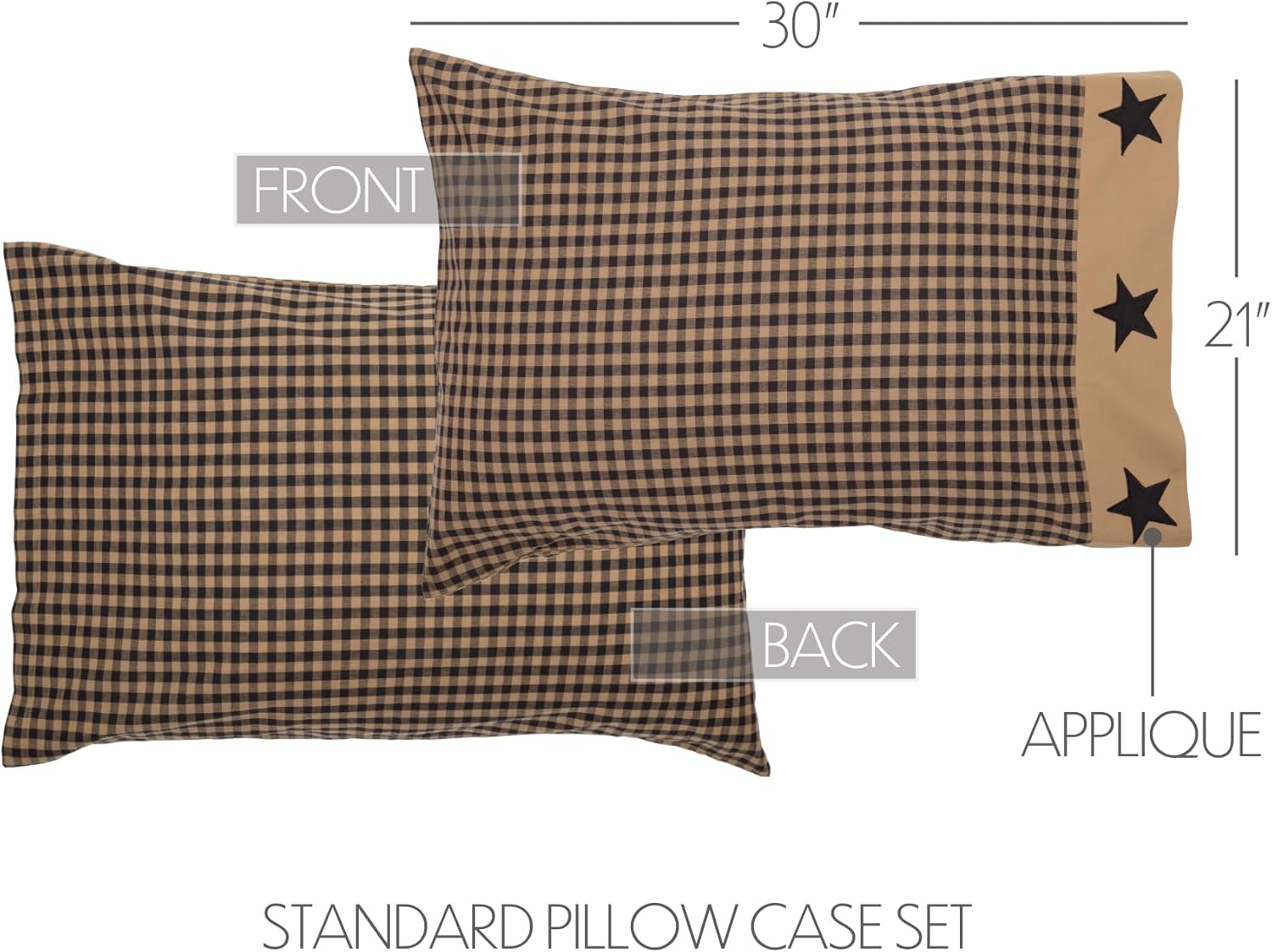 VHC Brands Black Check Star Queen Quilt Set