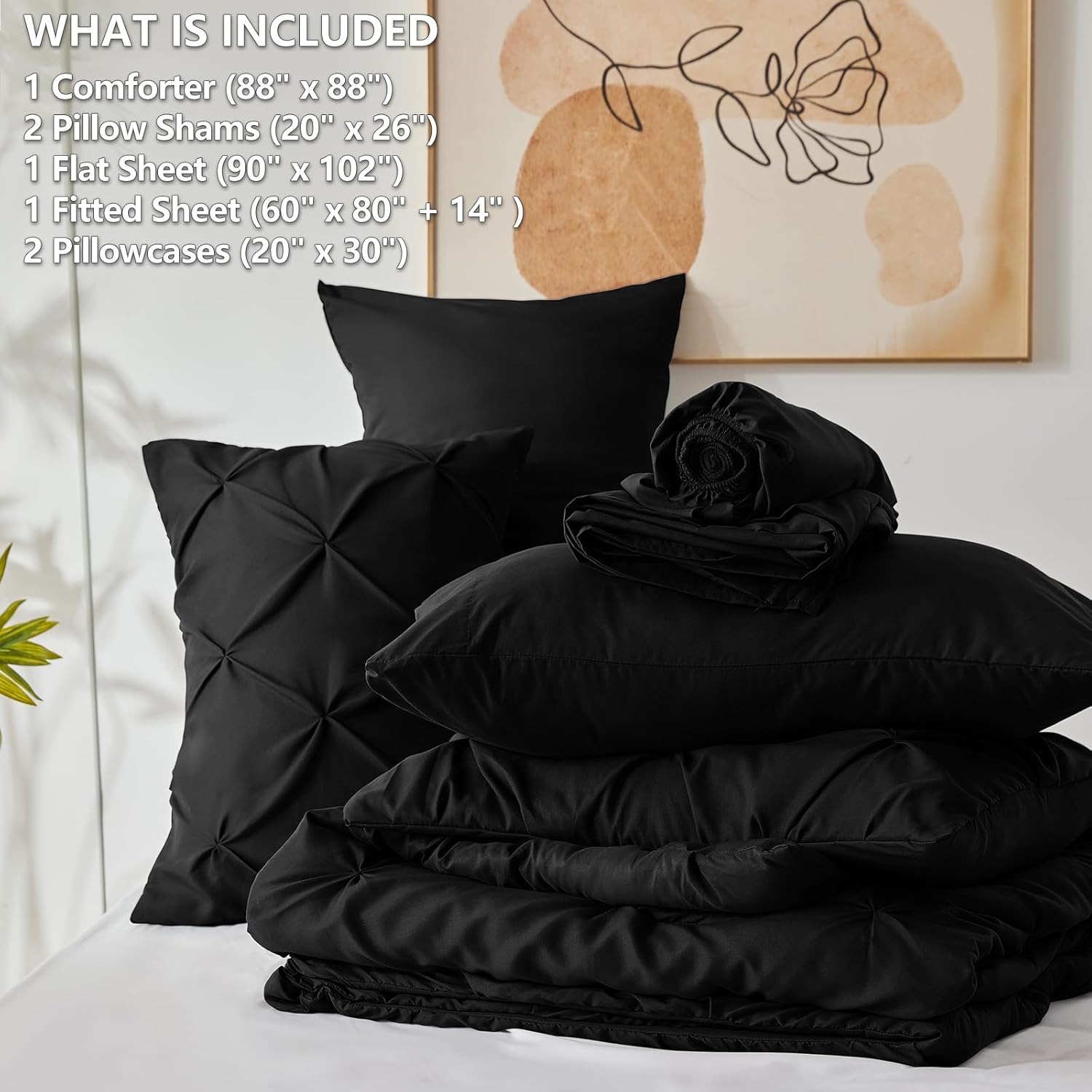CozyLux Queen Bed in a Bag 7 Piece Comforter Set