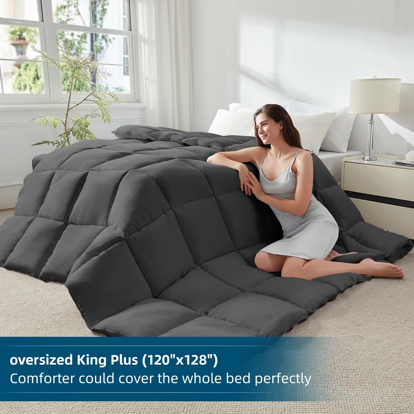 STWIENER Soft Oversize King Comforter 120x128 Grey