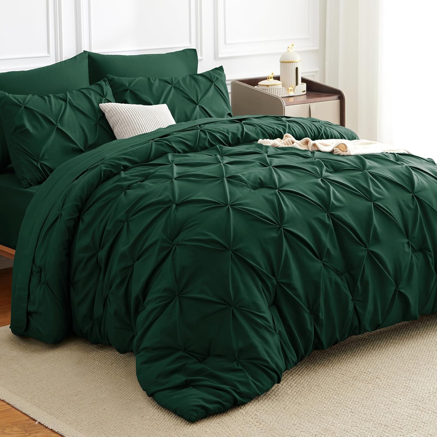 CozyLux Emerald Green Cal King Comforter Set 7-Piece