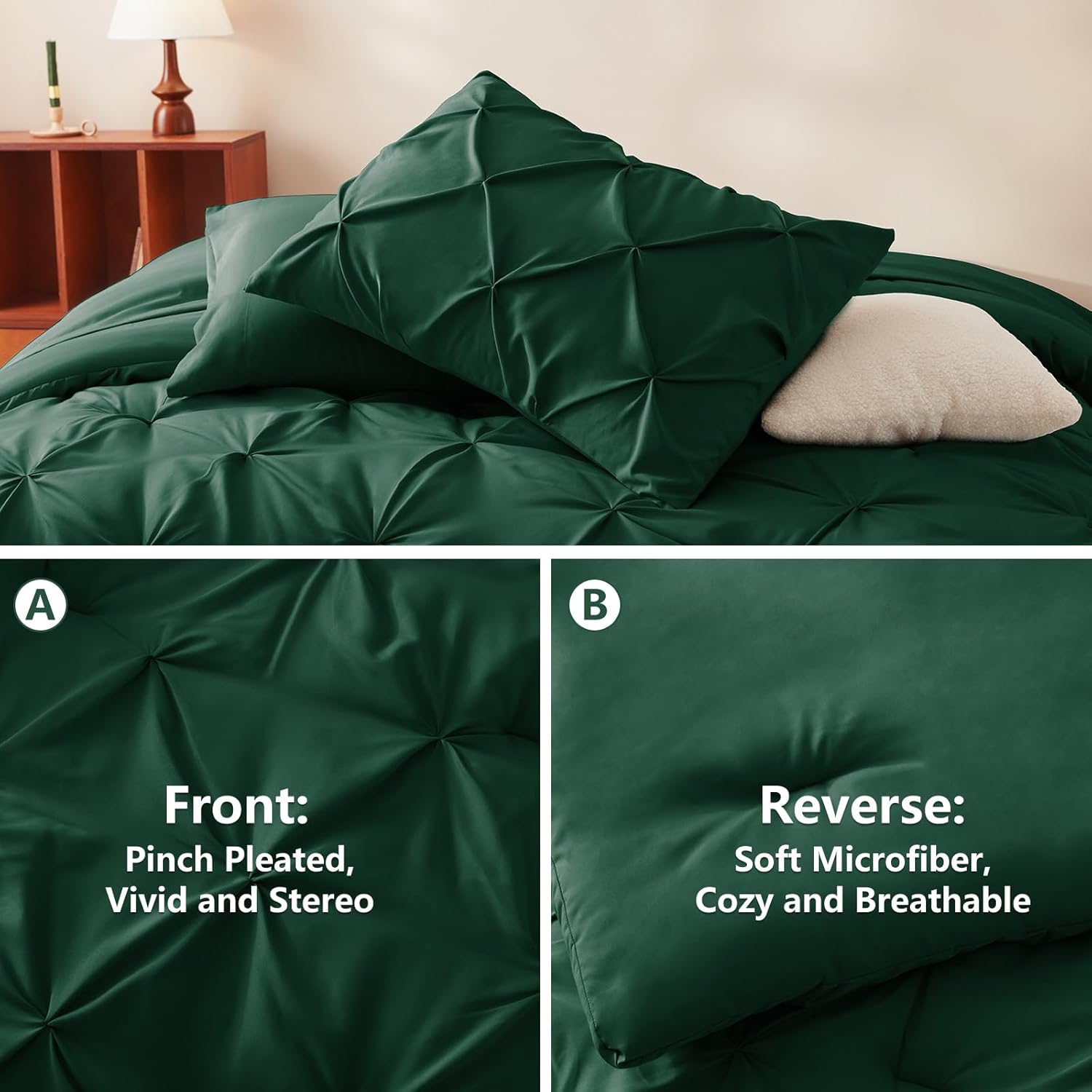 CozyLux Emerald Green Cal King Comforter Set 7-Piece