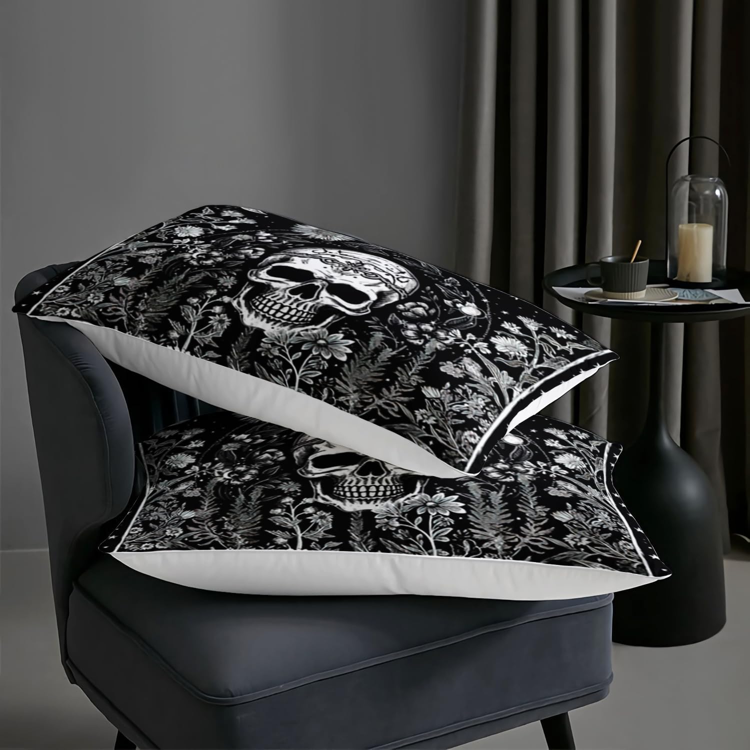 AILONEN Gothic Skull Comforter Set Queen Size 1