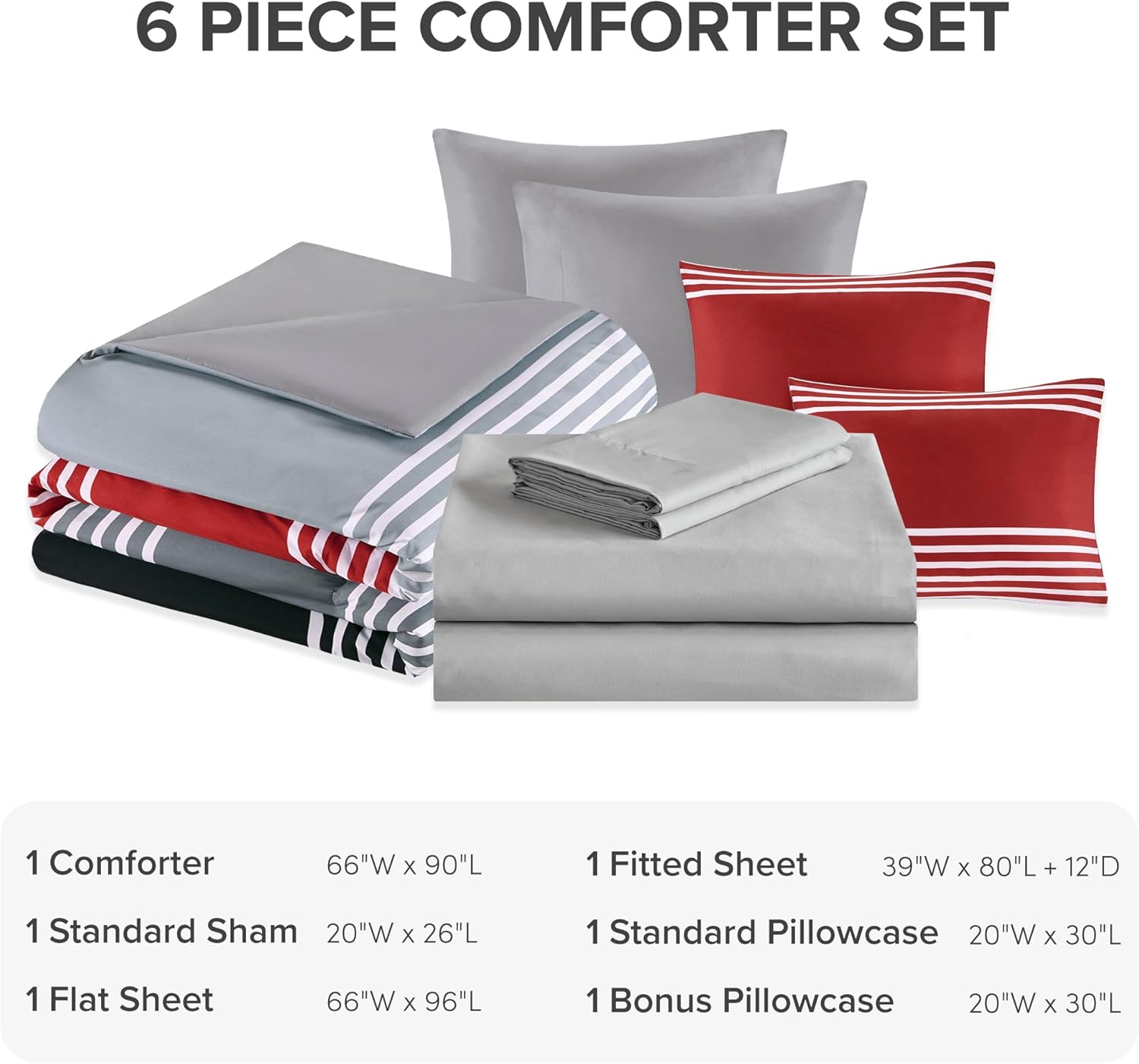 Comfort Spaces Colin Bed in a Bag Twin XL RedGrey