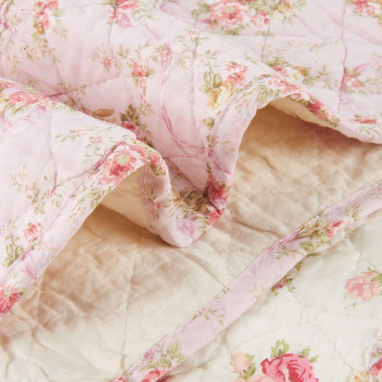 Cozyholy Pink Floral Patchwork Quilt Full Queen