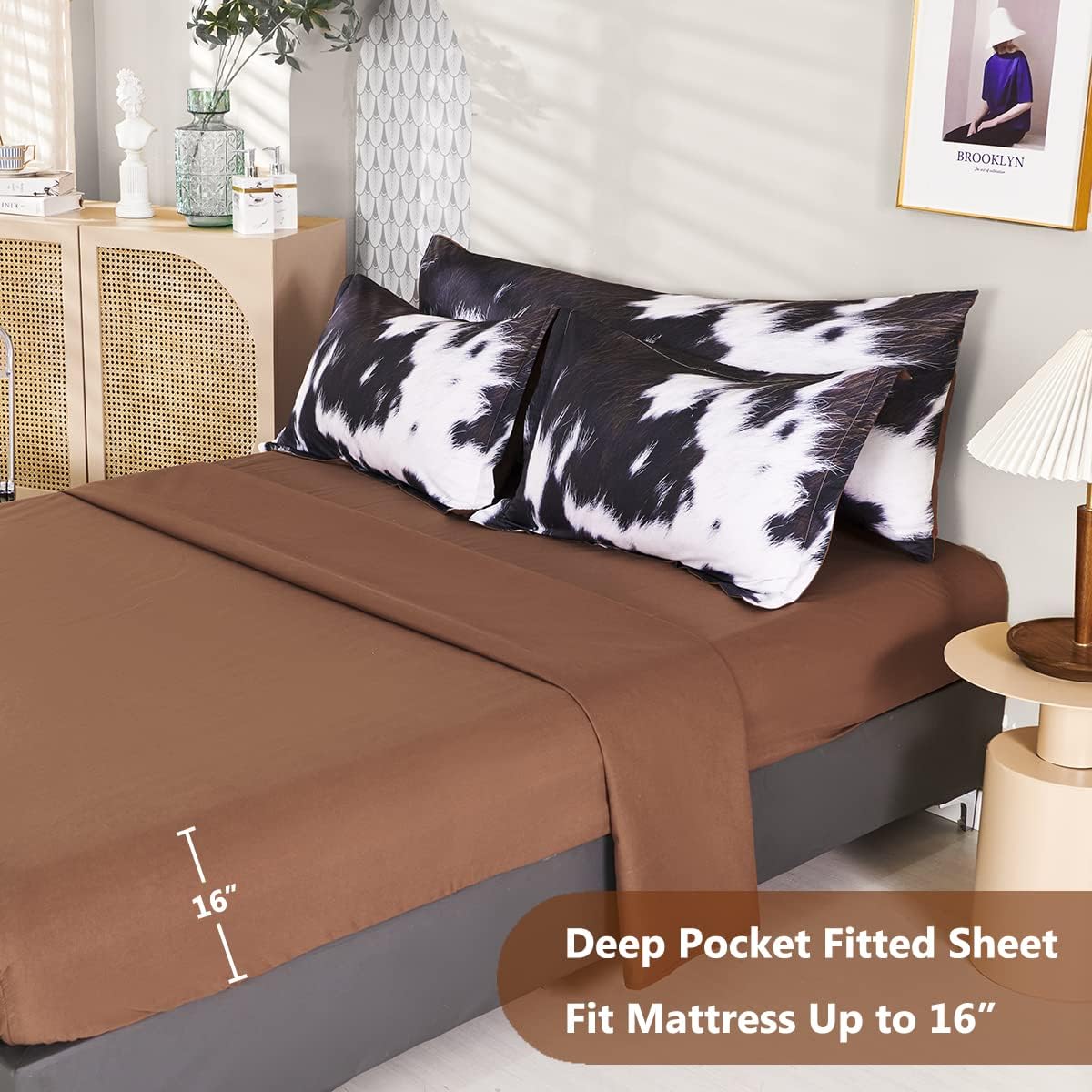 SUCSES Cow Print Comforter Set Queen Size 8Pcs