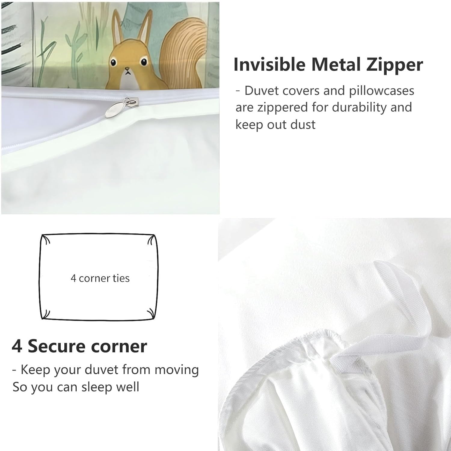 Cartoon Forest Birch Trees Duvet Cover Set