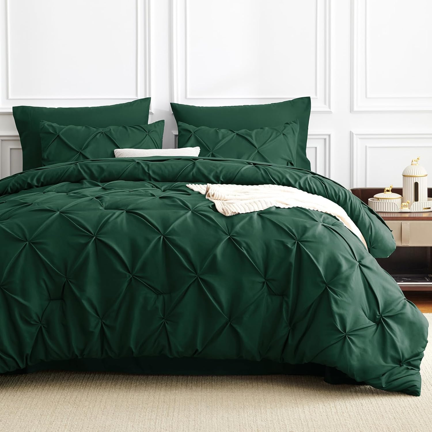 CozyLux Emerald Green Cal King Comforter Set 7-Piece