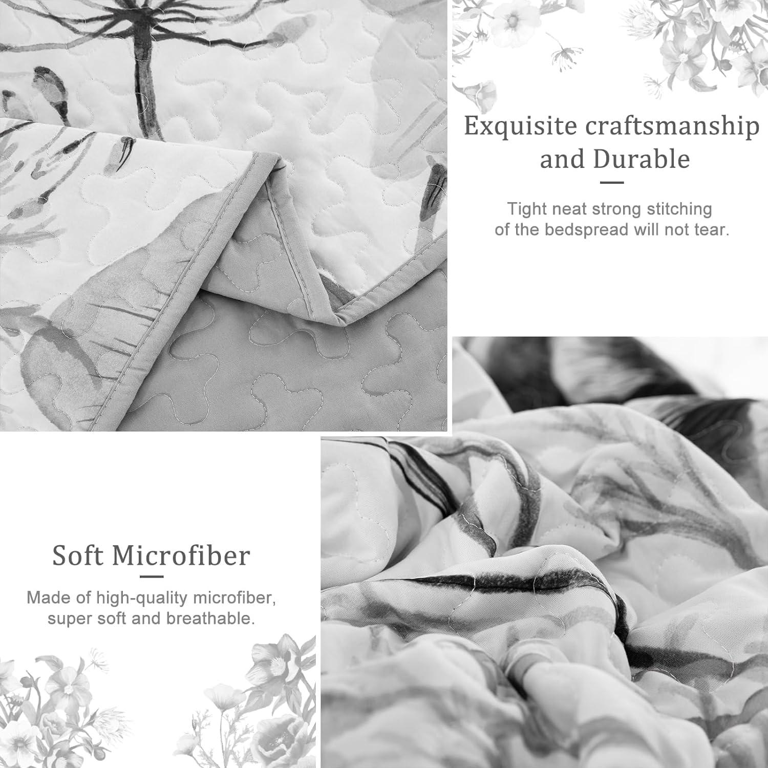 Drucon Floral Quilt Set California King 3 Pieces