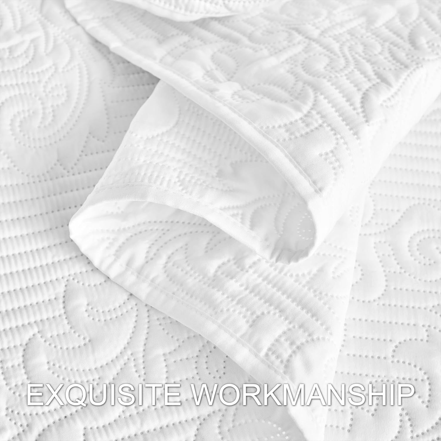 Hansleep White Quilt Twin Set - Damask All Season Bedspread