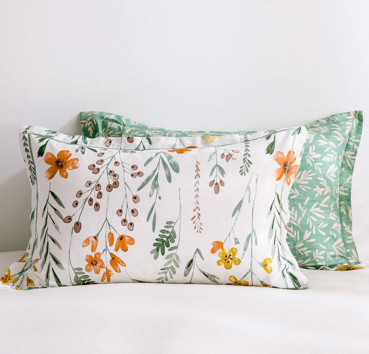 SLEEPBELLA King Size Comforter Set Yellow Flowers Green Botanical Print