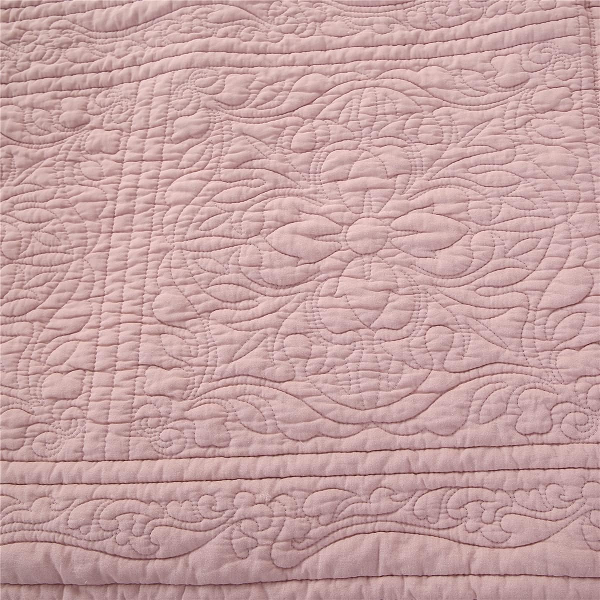 WINLIFE Cotton Quilted Pillow Sham Dusty Pink