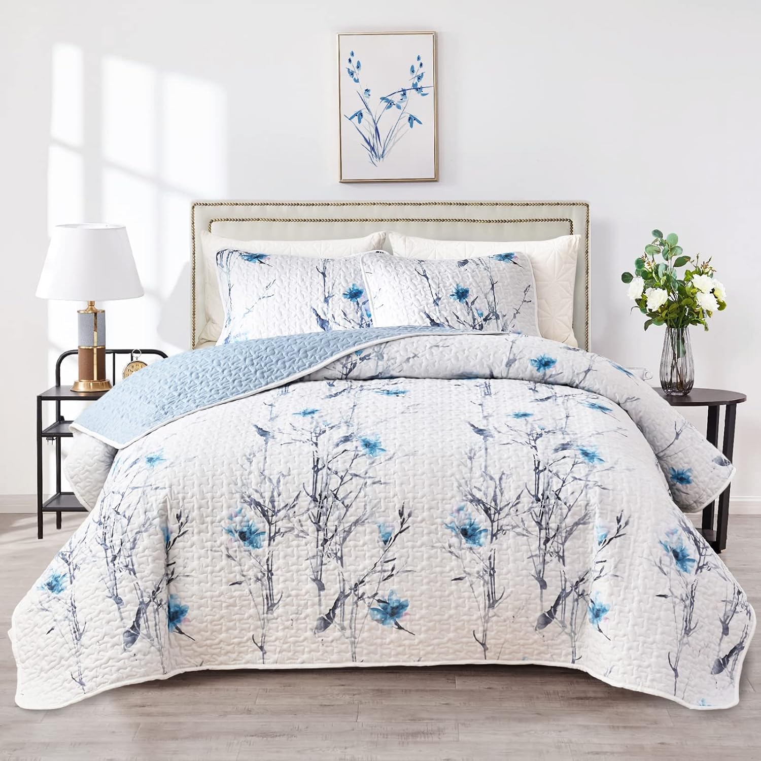 Flysheep Botanical Quilt Set 3 Pieces Queen Size
