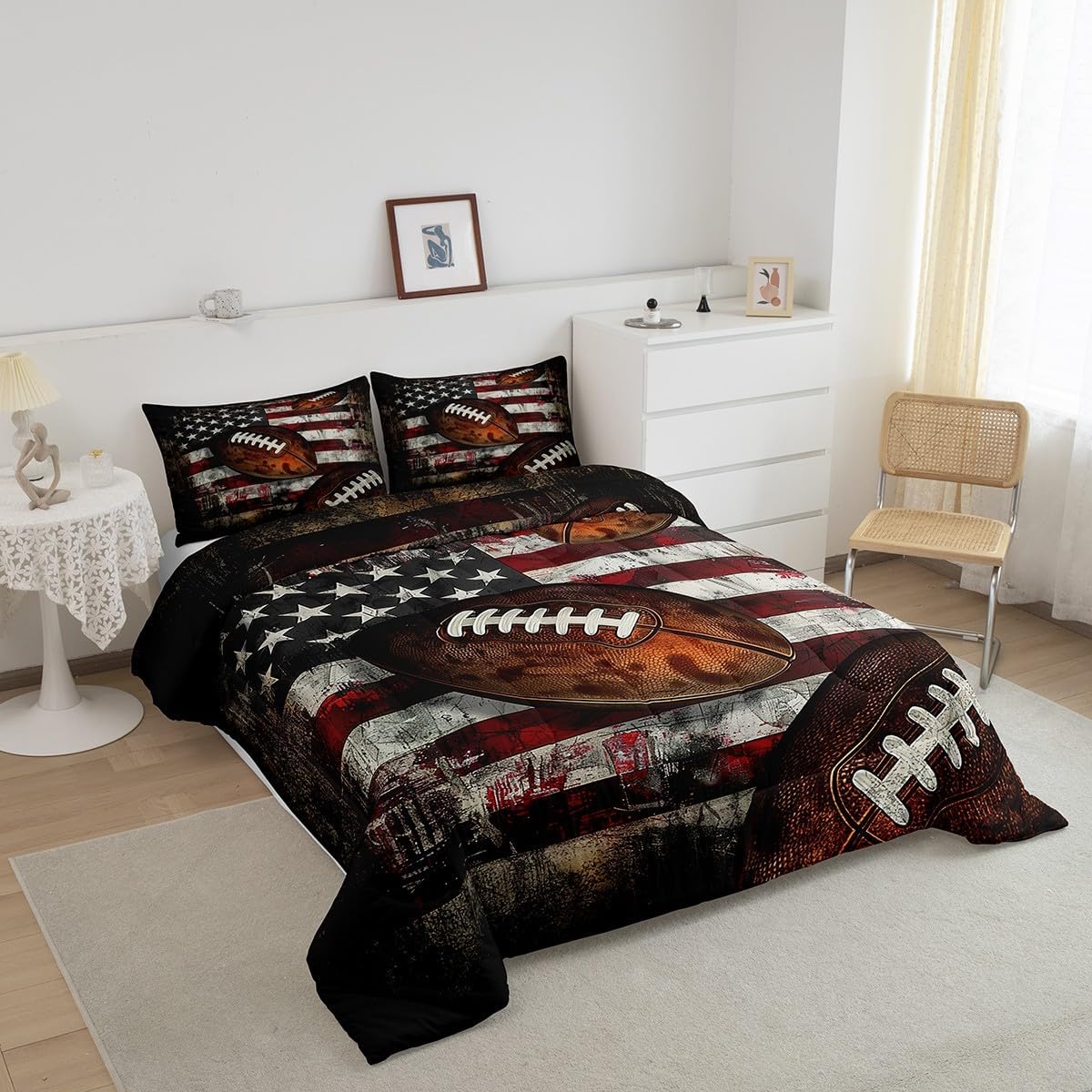 Feelyou American Football Comforter Set Kids Sports Theme