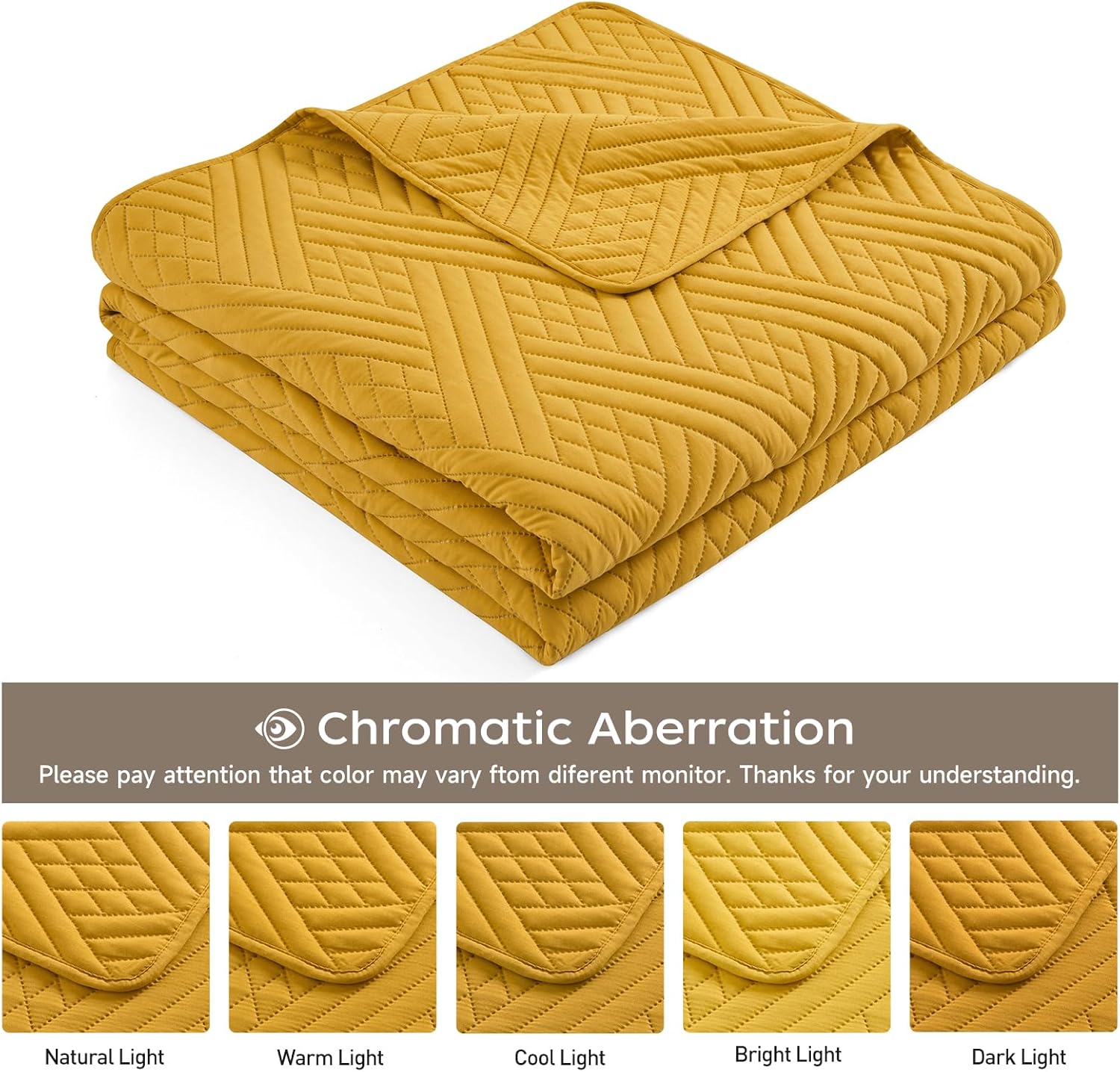 Safonory King Size Quilt Set - Mustard Yellow Striped
