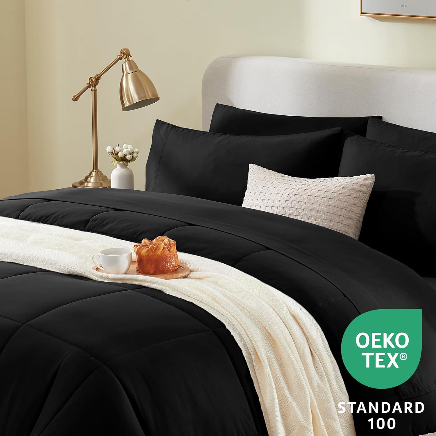 CozyLux Queen Comforter Set 7 Pieces Bed in a Bag