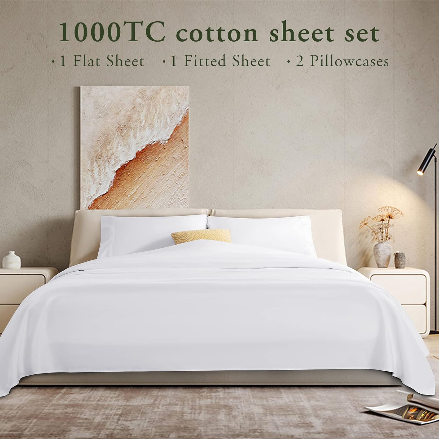 LBRO2M 1000 Thread Count Cotton King Size Sheet Set 1