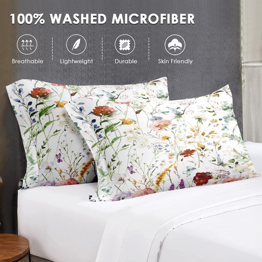 WeCozy Queen Comforter Set with 2 Pillowcases Wildflower Design