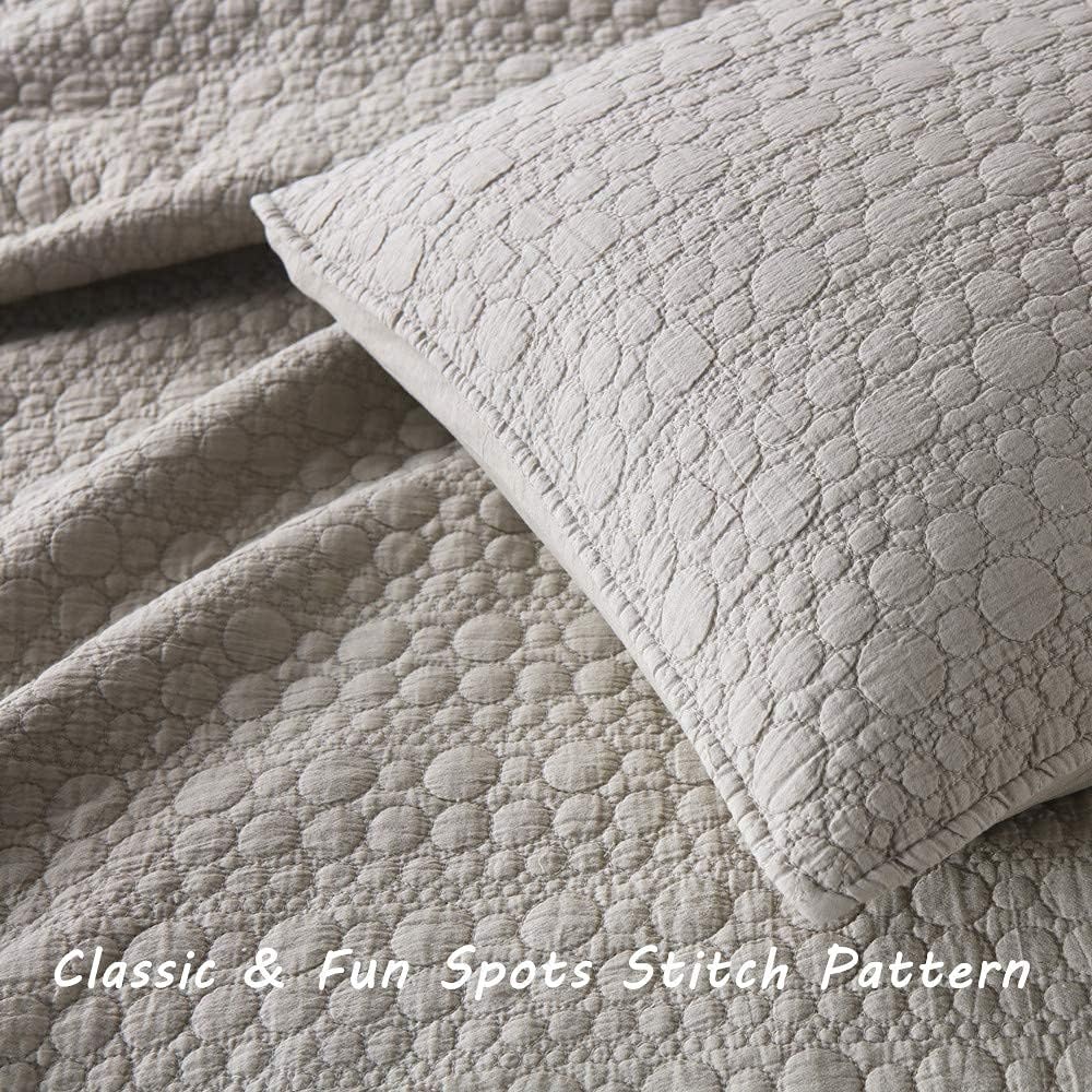 HORIMOTE HOME King Size Quilt Set - Beige Stone-Washed Microfiber