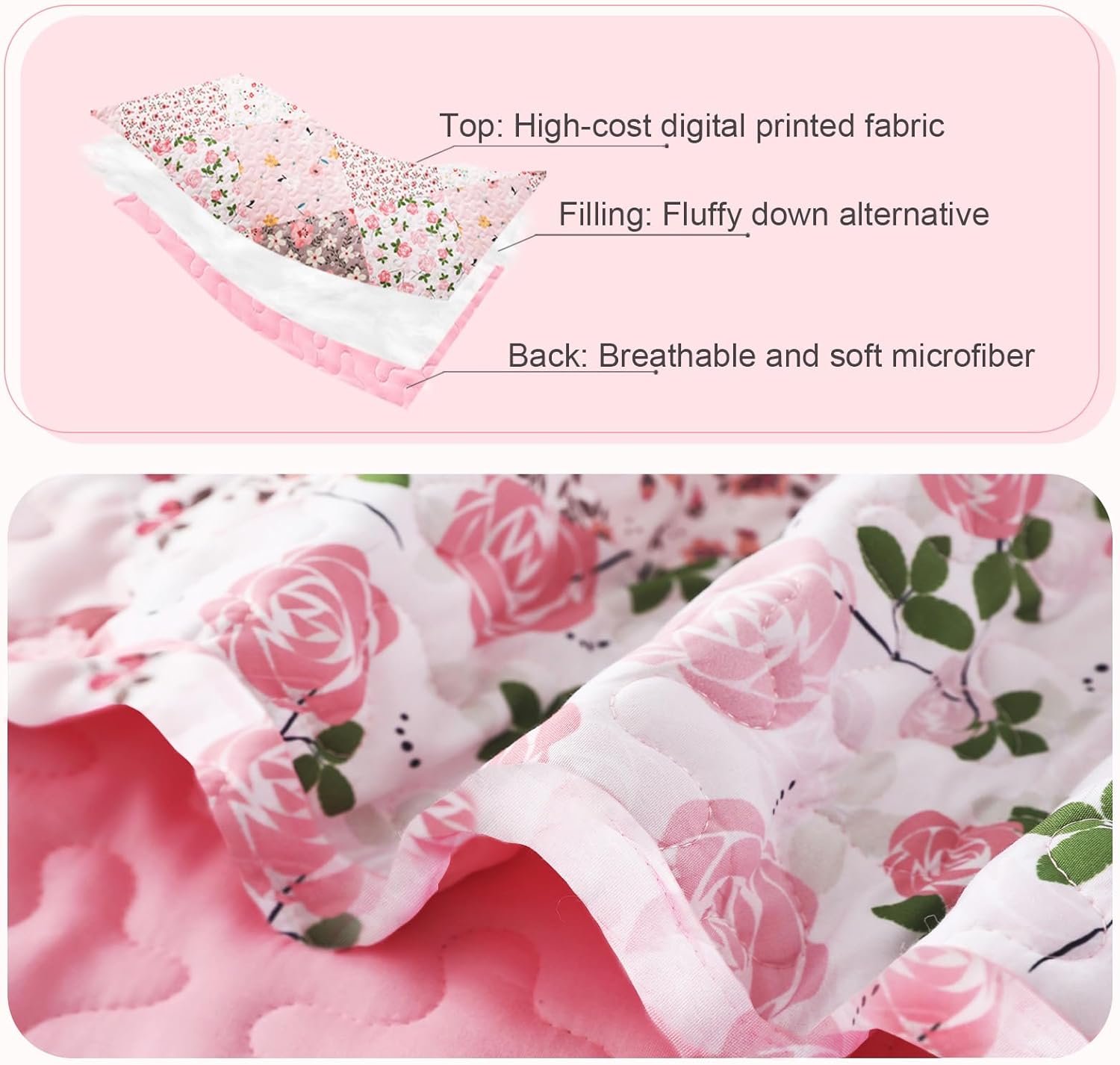 Whale Flotilla Reversible Patchwork Quilt Set Queen Size Pink
