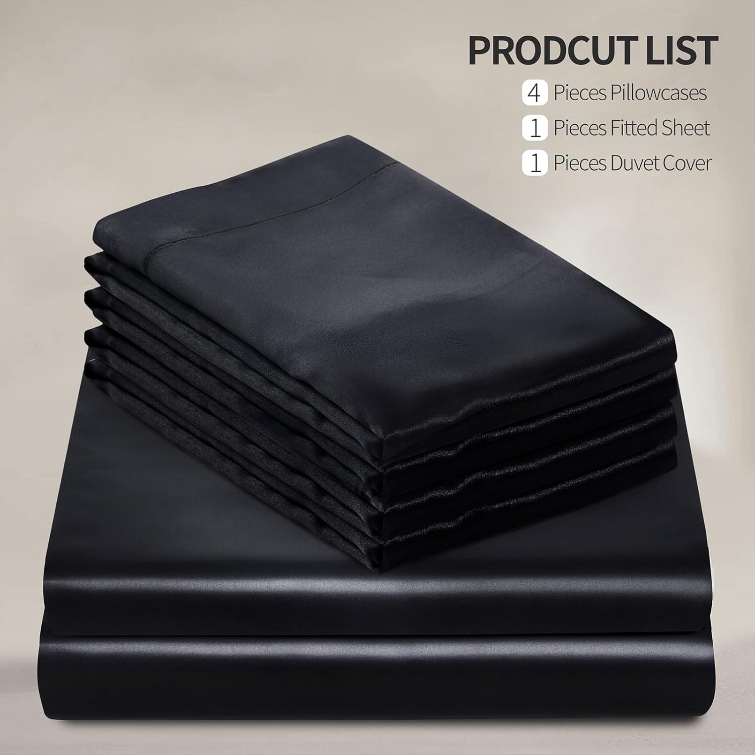 Manyshofu 6Pcs Black Duvet Cover Set King Size