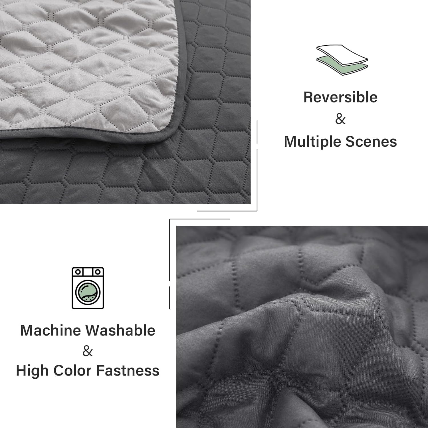 Exclusivo Mezcla Reversible Twin Quilt Set - Grey 68x88