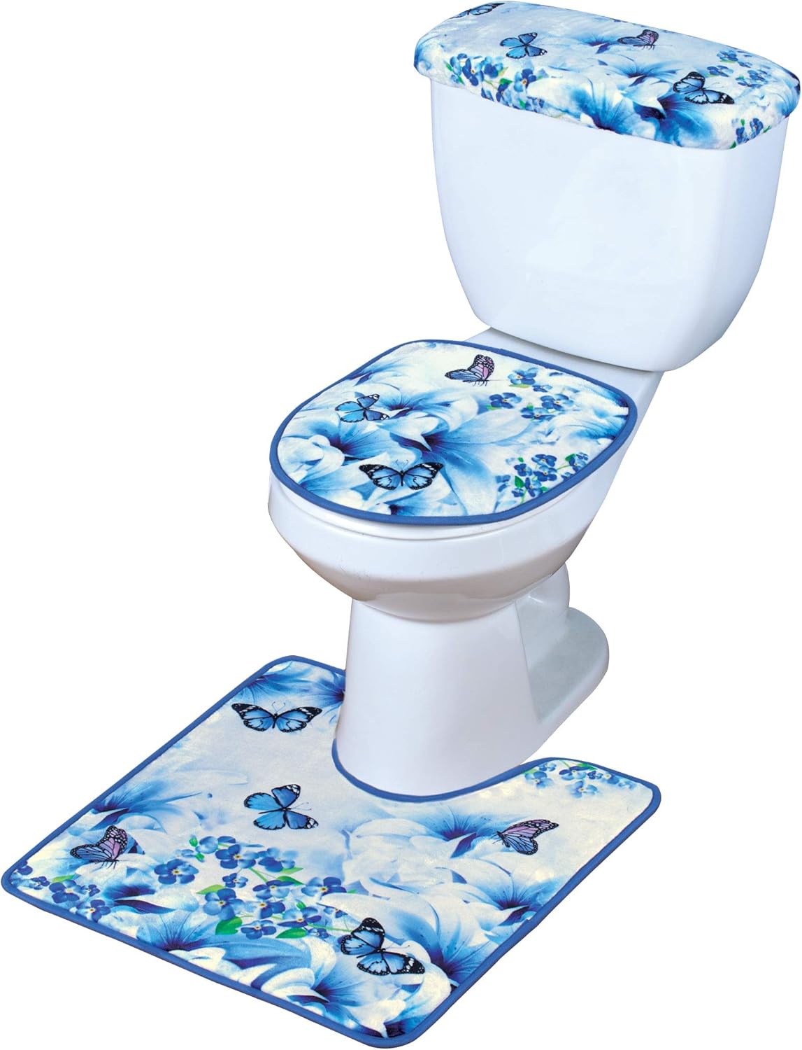 Collections Etc 3 Piece Matching Butterfly Toilet Set