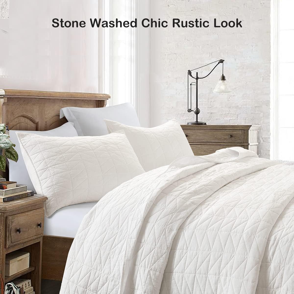 HORIMOTE HOME Queen Quilt Set with Stone-Washed Microfiber