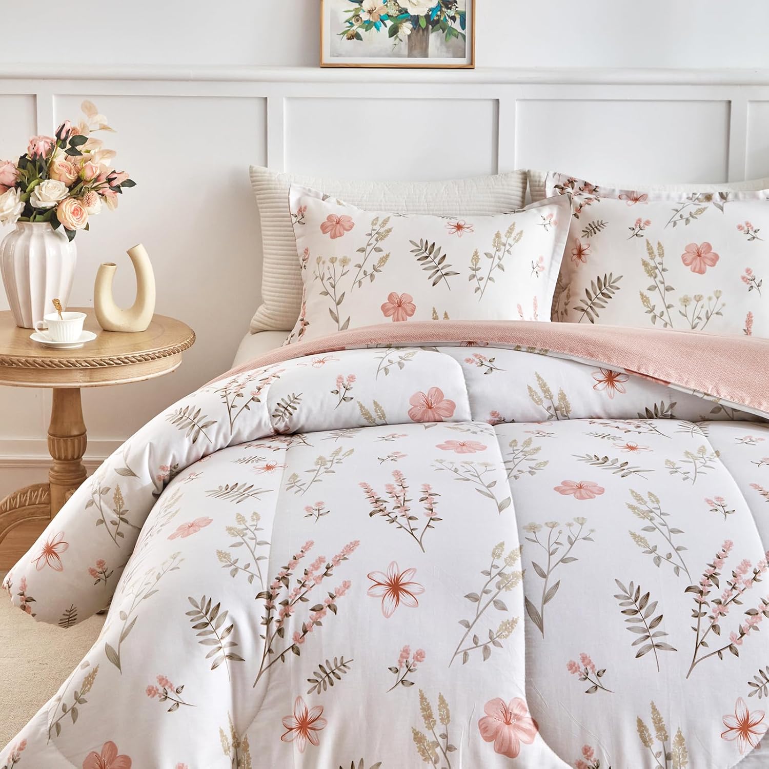 Joyreap 3pcs Floral Cotton Comforter Set for Girls