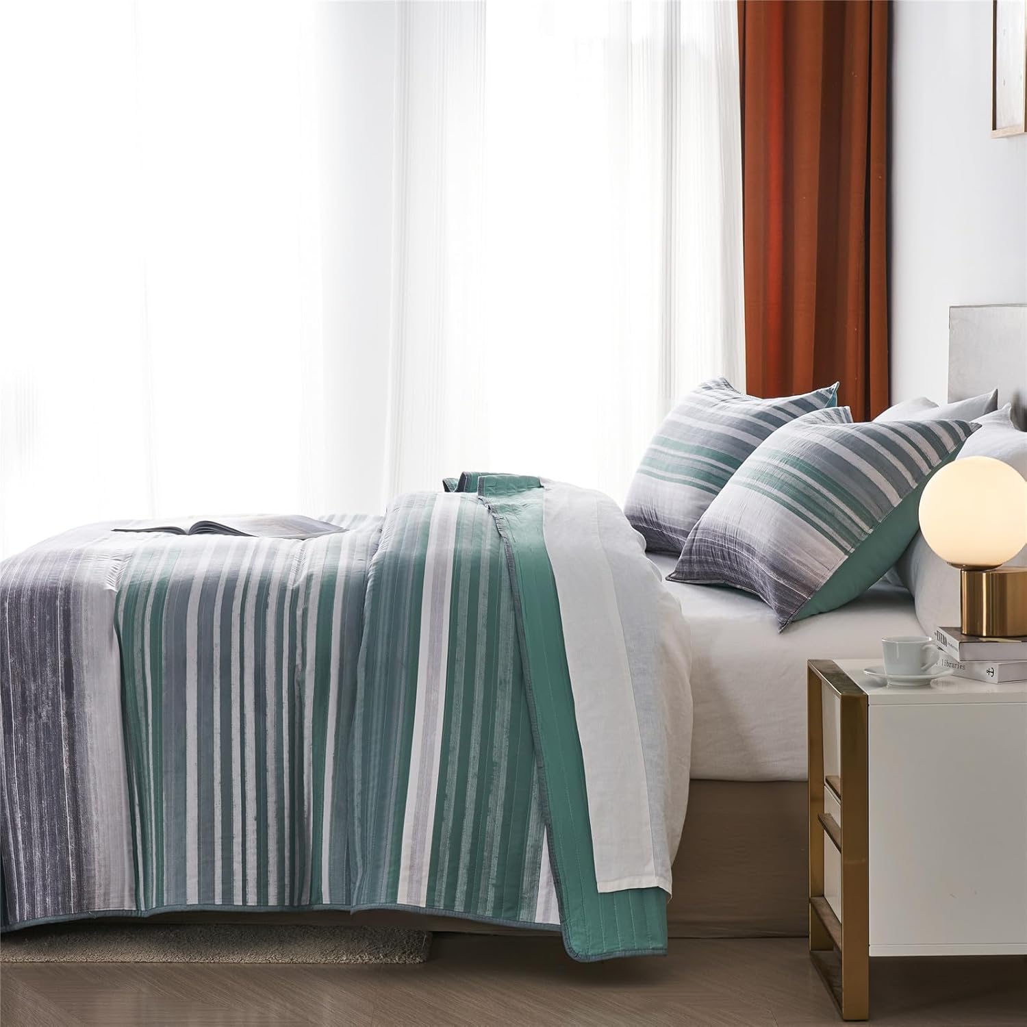 KAKIJUMN Quilt Set Full Queen 2-Piece Bedspread Coverlet with Pillow Sham