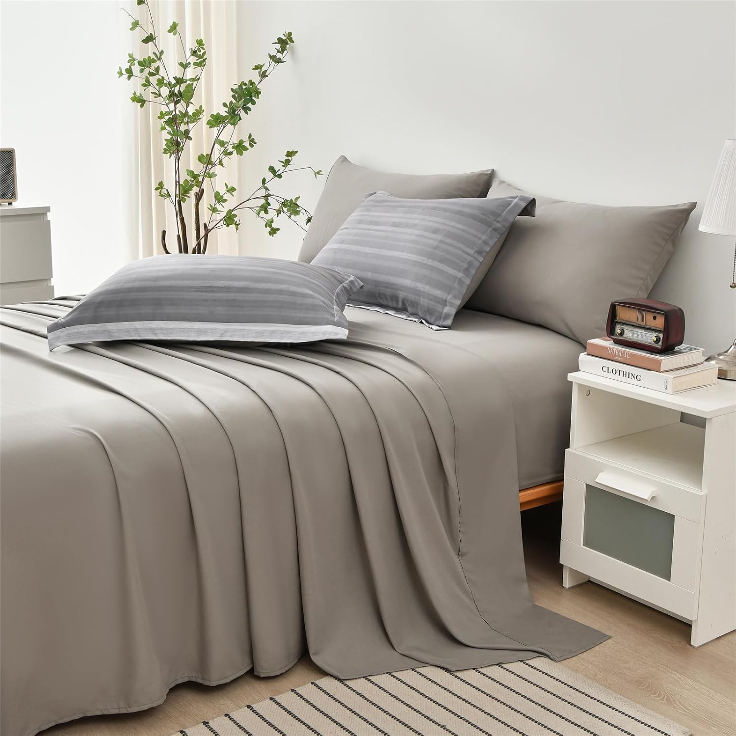 KAKIJUMN 7-Piece Full Stripe Comforter Set