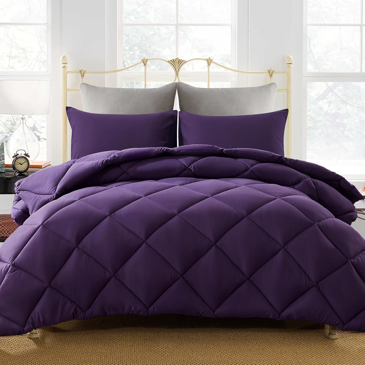 Decroom California King Comforter Set with Pillow Shams - Purple