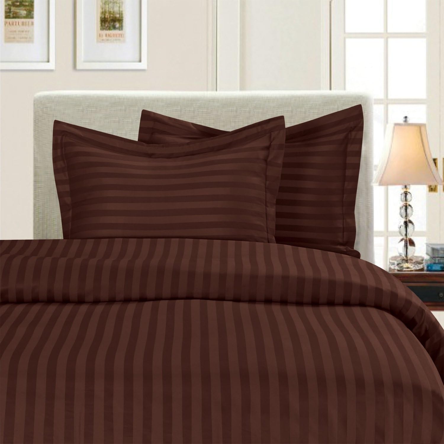 Elegant Comfort 3-Piece Duvet Cover Set KingCal-King Chocolate Brown 1