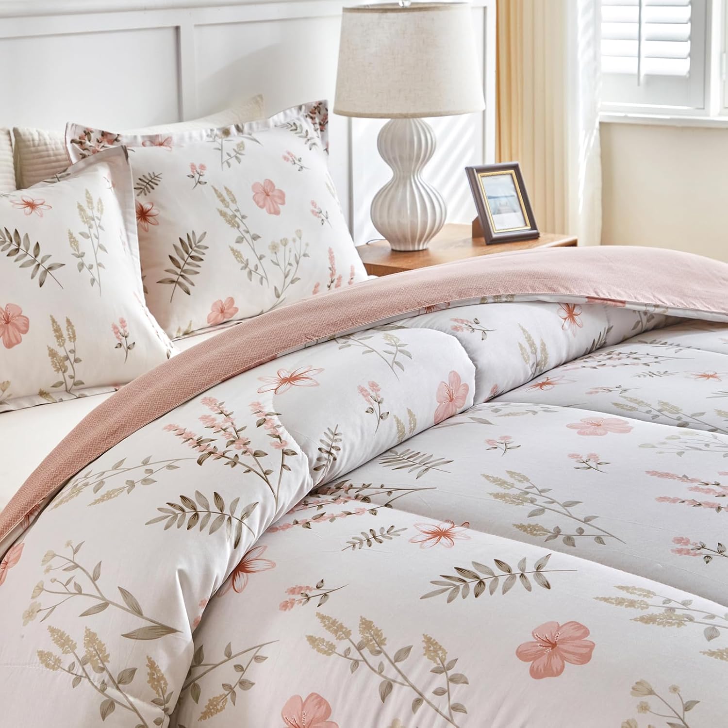 Joyreap 3pcs Floral Cotton Comforter Set for Girls