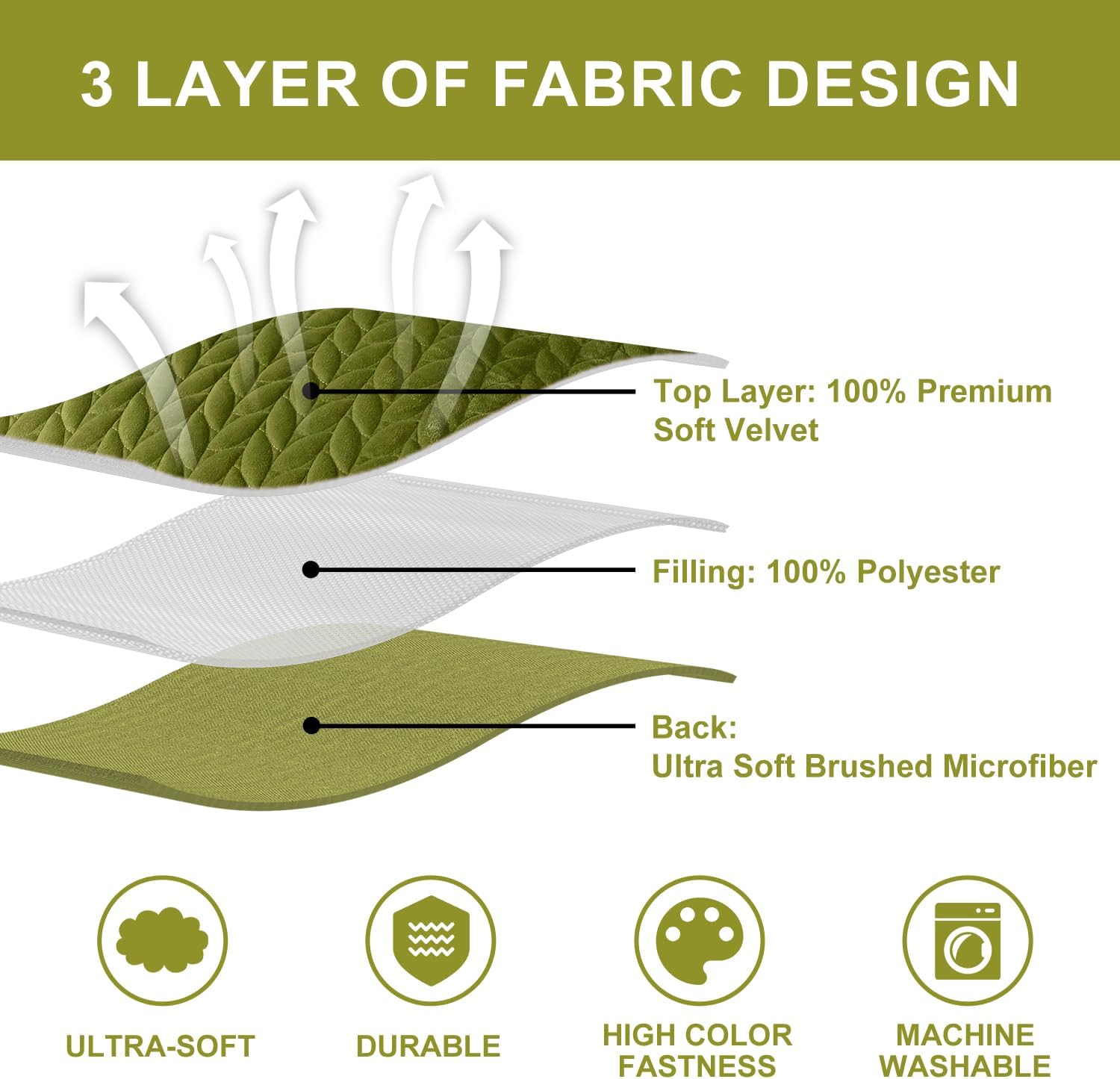 Ivellow Velvet Quilt Set King Size Green