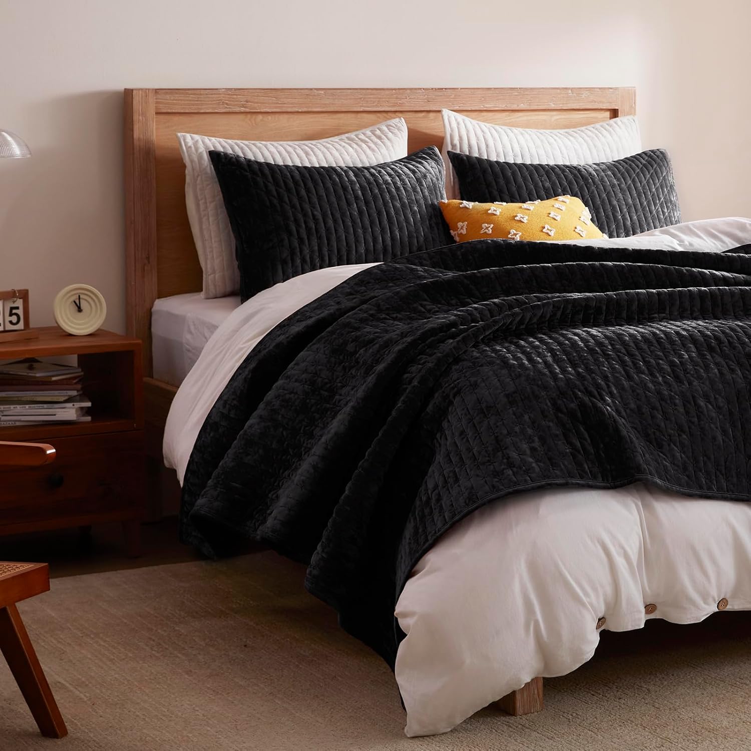 LEAONME Velvet Quilt Set Full Queen 90x98 1