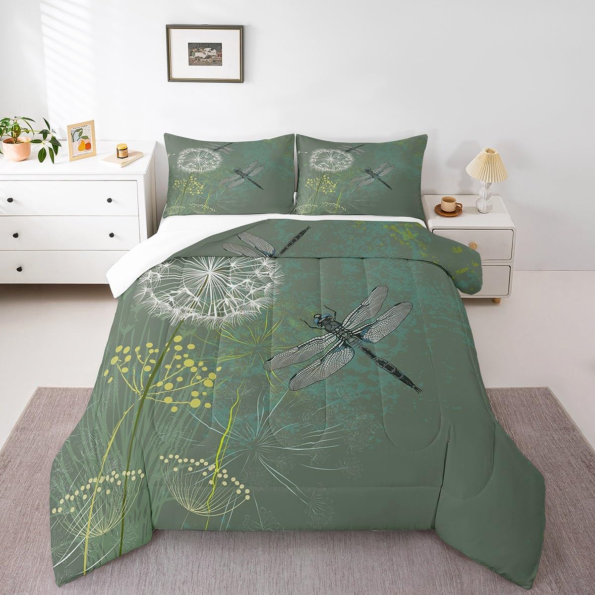 Homewish Dragonfly Comforter Set King Size 3Pcs