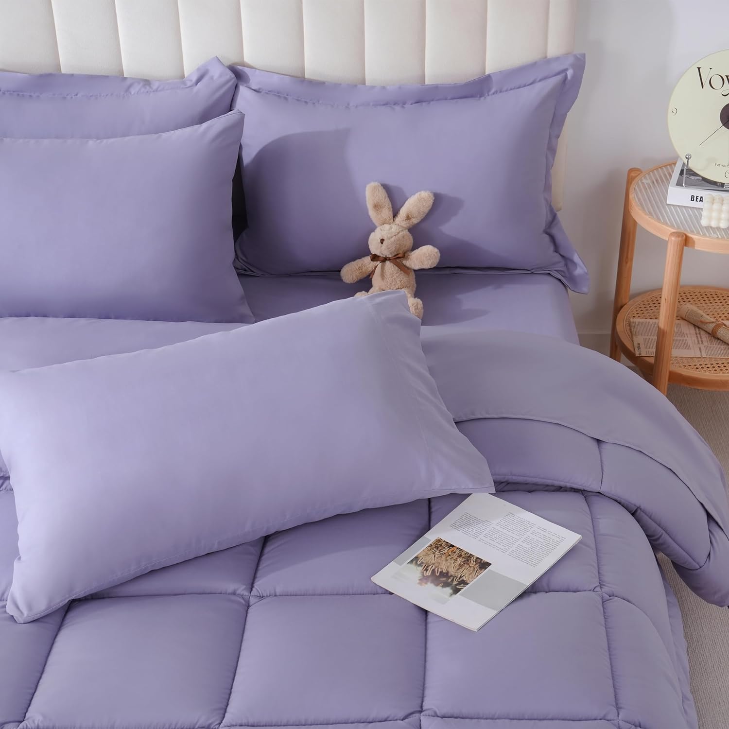 DOWNCOOL 7Pcs Full Size Bedding Set Purple
