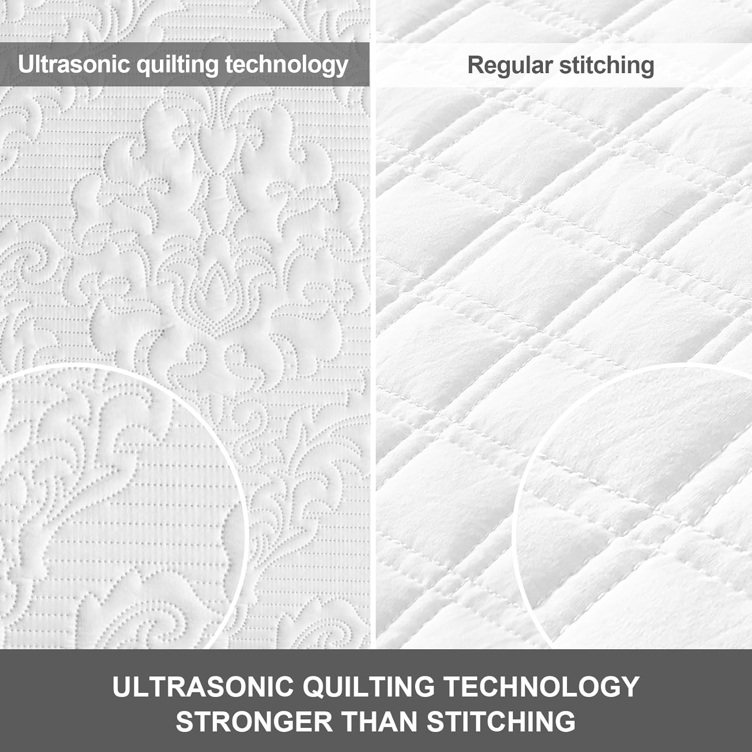 Hansleep White Quilt Twin Set - Damask All Season Bedspread