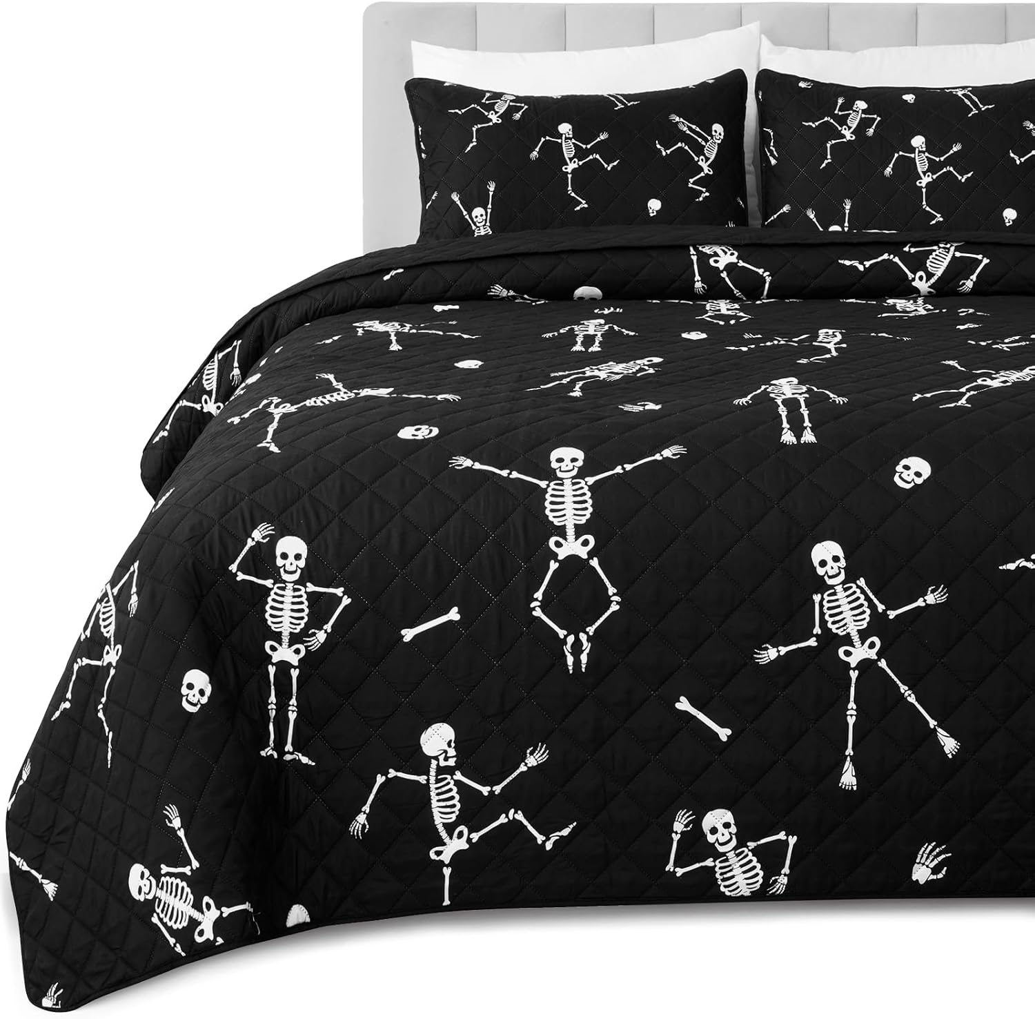 ASPMIZ Halloween Queen Quilt Set Reversible Microfiber with 2 Pillowcases